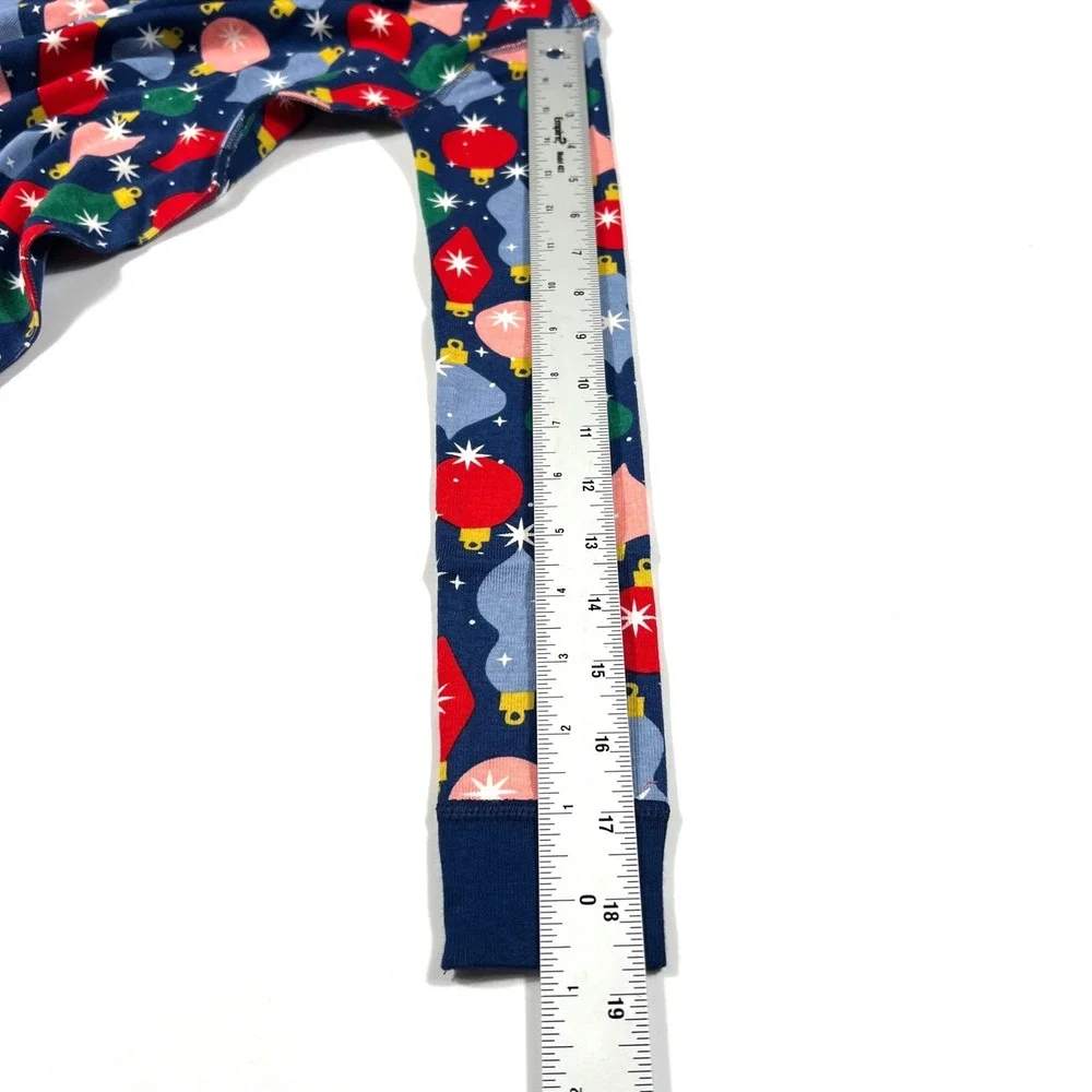 Hanna Andersson Kids 6-7 Shiny Bright Ornaments Organic Cotton Pajamas Navy Blue